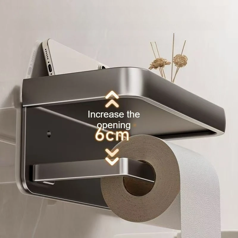 Non Perforated Bathroom Phone Storage Anti Slip and Anti Falling Roll Paper Holder Roll Paper Drawer Universal Sanitary Rack thumbnail 4