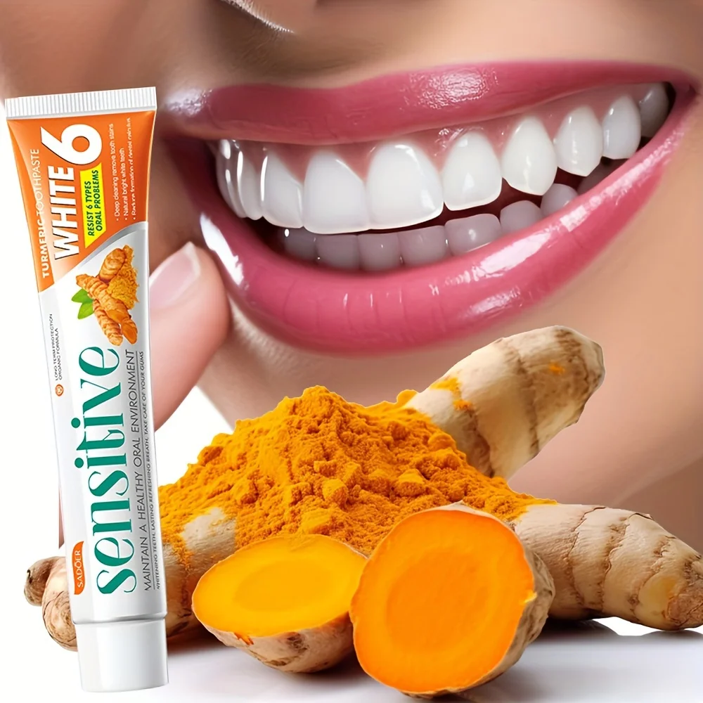 Turmeric Toothpaste for Fresh Breath, Deep Cleaning, and Whitening Teeth 100g