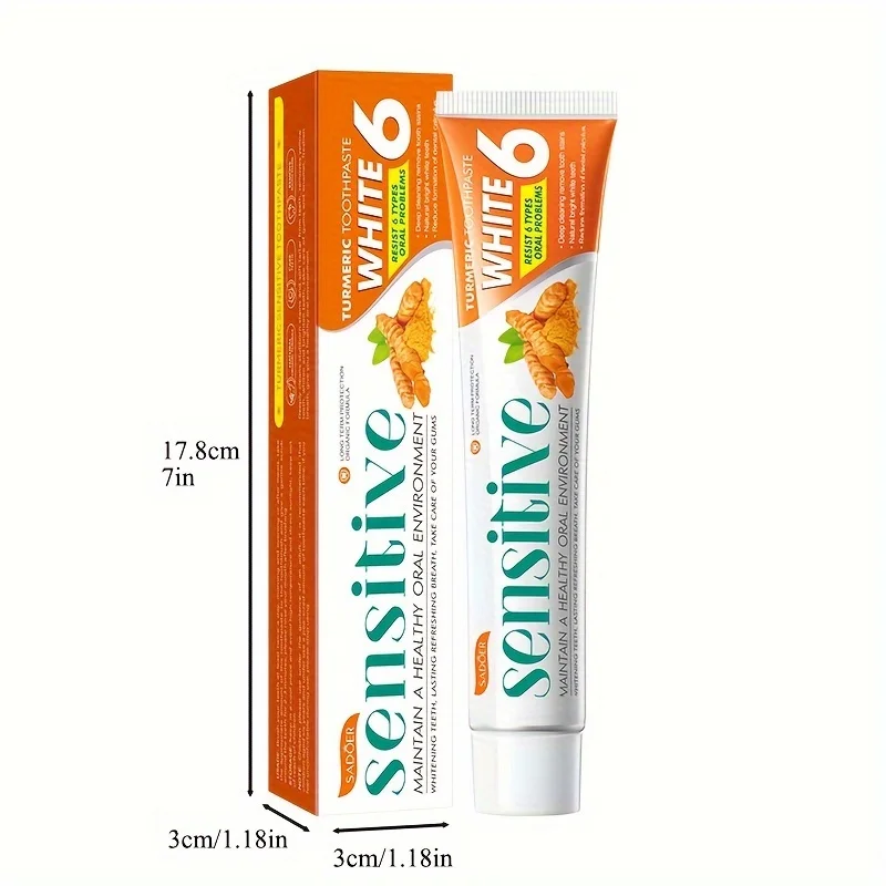 Turmeric Toothpaste for Fresh Breath, Deep Cleaning, and Whitening Teeth 100g thumbnail 4