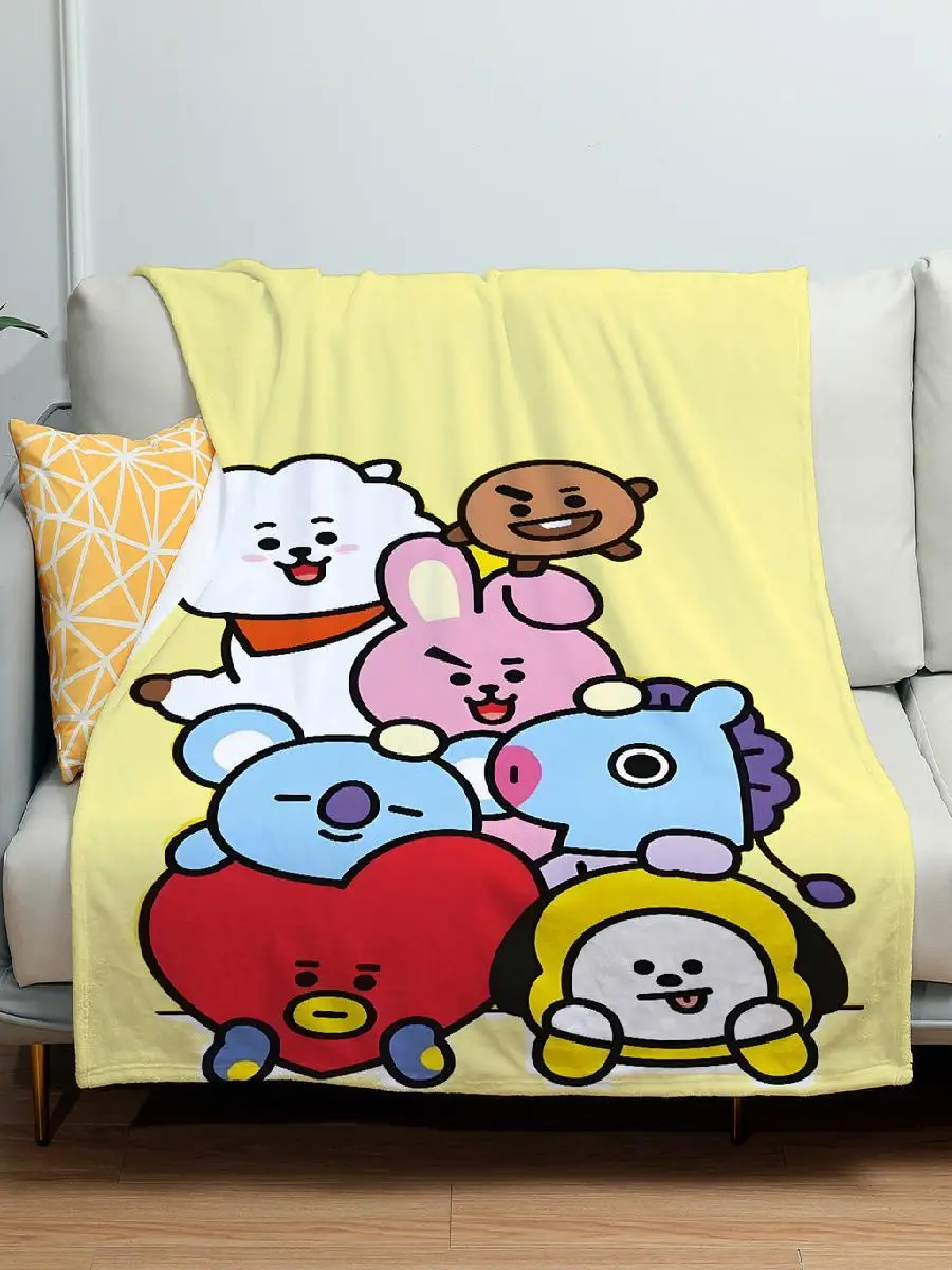 Flannel Blanket Bt BTS One Side Print Sofa Throw Blanket Practical Gift for Family thumbnail 2