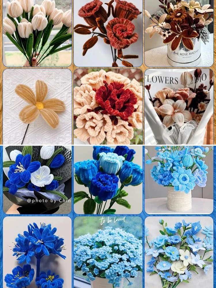 Colorful Chenille Stems Pipe Cleaners Plush Tinsel Stem Wired Twist Sticks DIY Hair Flowers Kids Toys Handmade Craft Gift thumbnail 4
