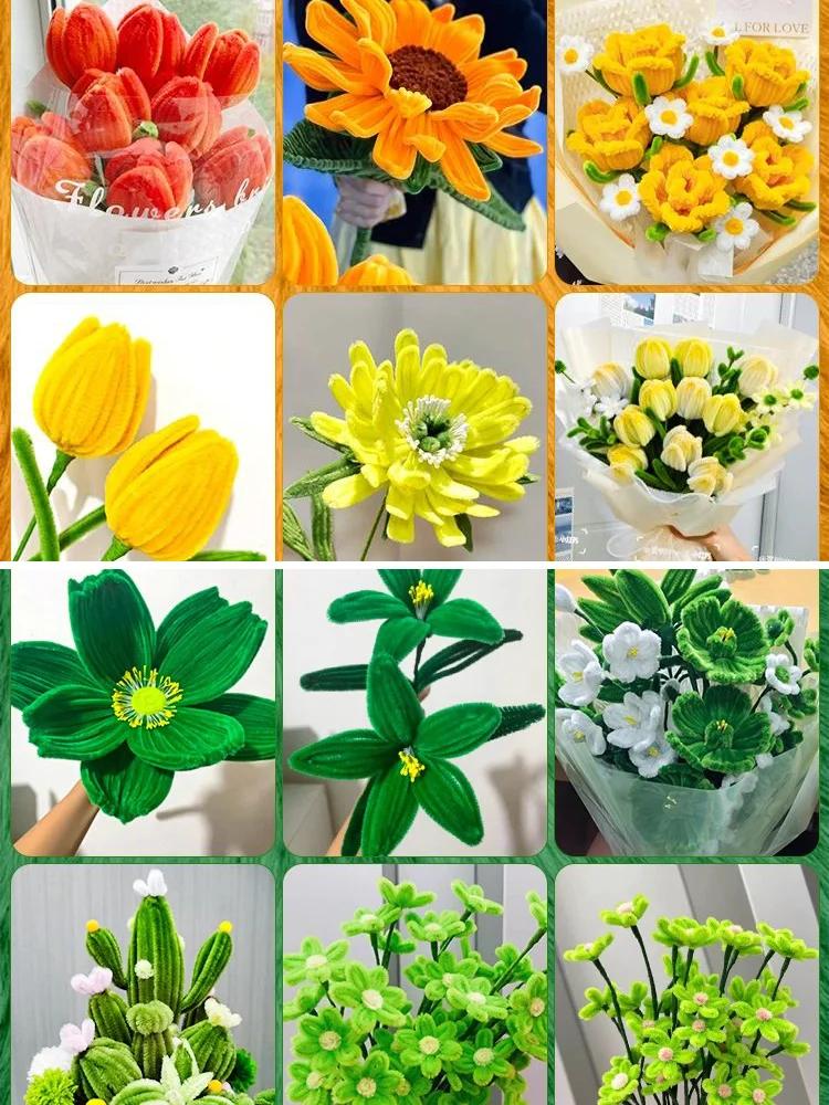 Colorful Chenille Stems Pipe Cleaners Plush Tinsel Stem Wired Twist Sticks DIY Hair Flowers Kids Toys Handmade Craft Gift thumbnail 3