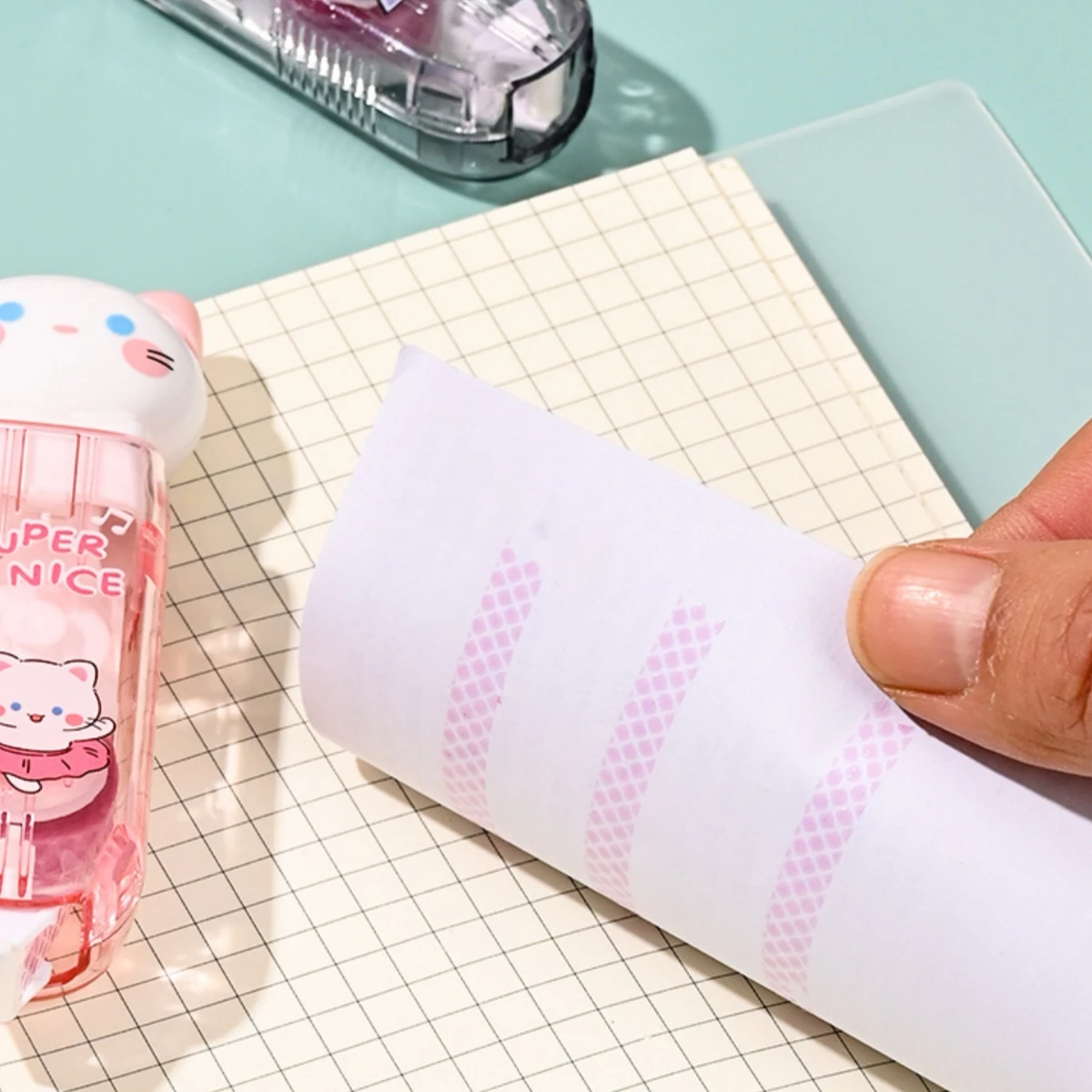 6 pcs/set Cartoon Cat Paw Stationery Set Gel Pen Correction Tape Memo Pad Ruler Learning Stationery Back To School Gift thumbnail 4