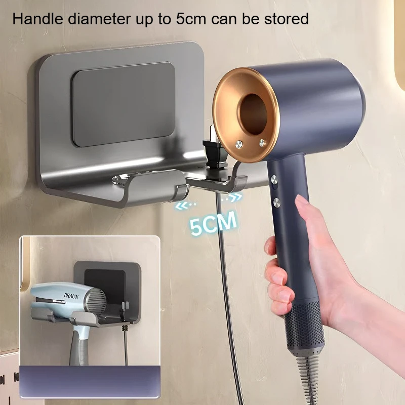Anti Scratch Rack for Hair Dryer No Need To Drill Holes Bathroom Hair Dryer Bracket Bathroom Wall Mounted Anti Touch Water Rack thumbnail 2
