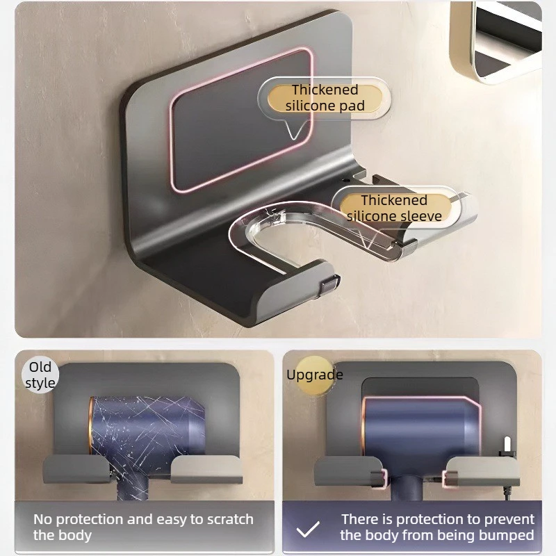 Anti Scratch Rack for Hair Dryer No Need To Drill Holes Bathroom Hair Dryer Bracket Bathroom Wall Mounted Anti Touch Water Rack thumbnail 3