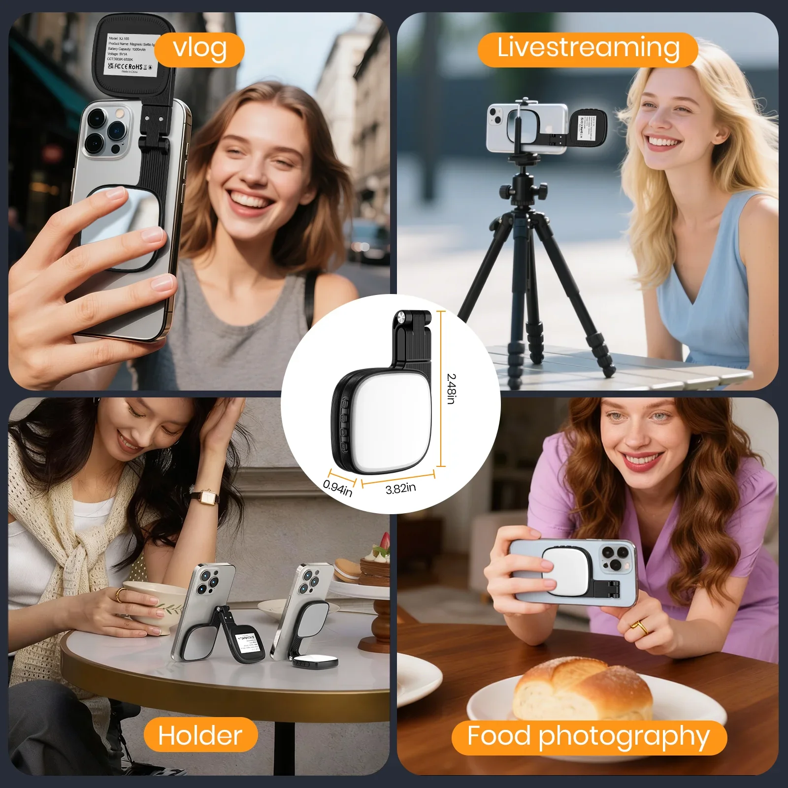 Magnetic Selfie Light Phone Light For iPhone Magsafe LED Selfie Fill Light with Mirror for Photography/Zoom/Video Conference thumbnail 3