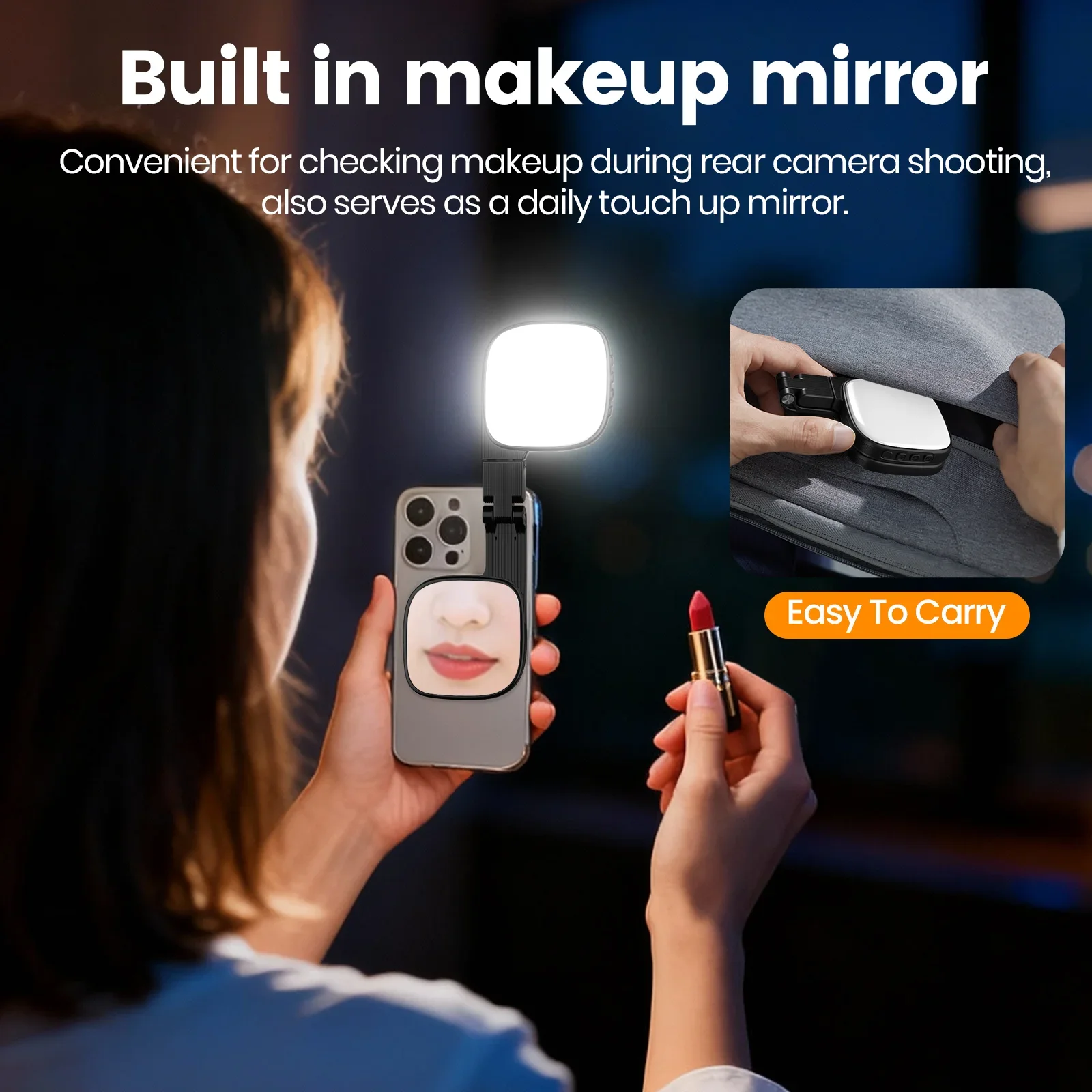 Magnetic Selfie Light Phone Light For iPhone Magsafe LED Selfie Fill Light with Mirror for Photography/Zoom/Video Conference thumbnail 6