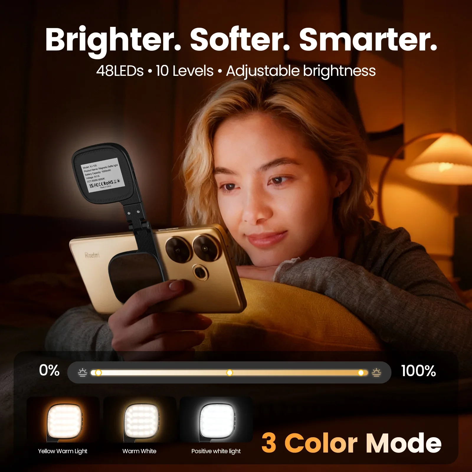 Magnetic Selfie Light Phone Light For iPhone Magsafe LED Selfie Fill Light with Mirror for Photography/Zoom/Video Conference thumbnail 4