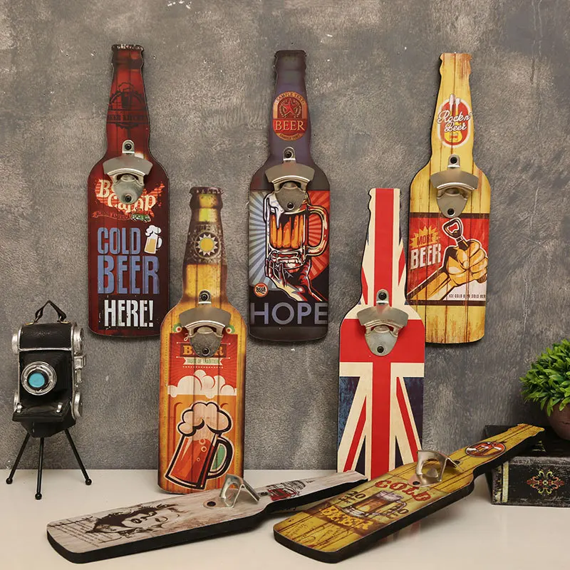 Creative Retro Style Bottle Opener Restaurant Wall Decoration Bar Barbecue Restaurant Personalized Wall Decoration Bottle Opener thumbnail 2