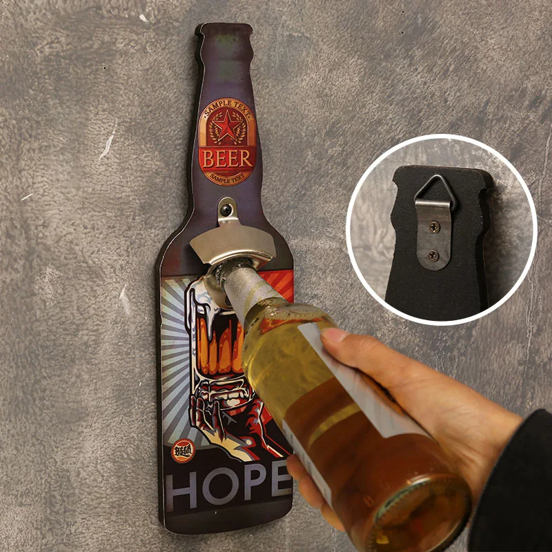 Creative Retro Style Bottle Opener Restaurant Wall Decoration Bar Barbecue Restaurant Personalized Wall Decoration Bottle Opener thumbnail 3