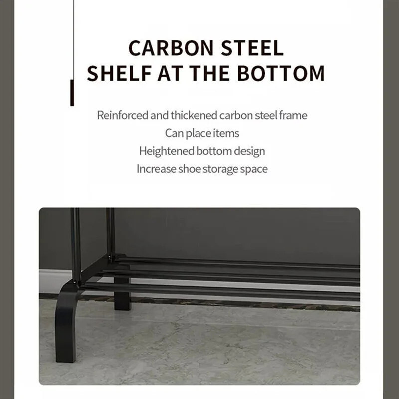 Double Rail Clothes Rack Standing Clothes Rail Shoes Rack Storage Shelf Wall Clothes Rack for Wardrobe Room Bedroom Living Room thumbnail 5