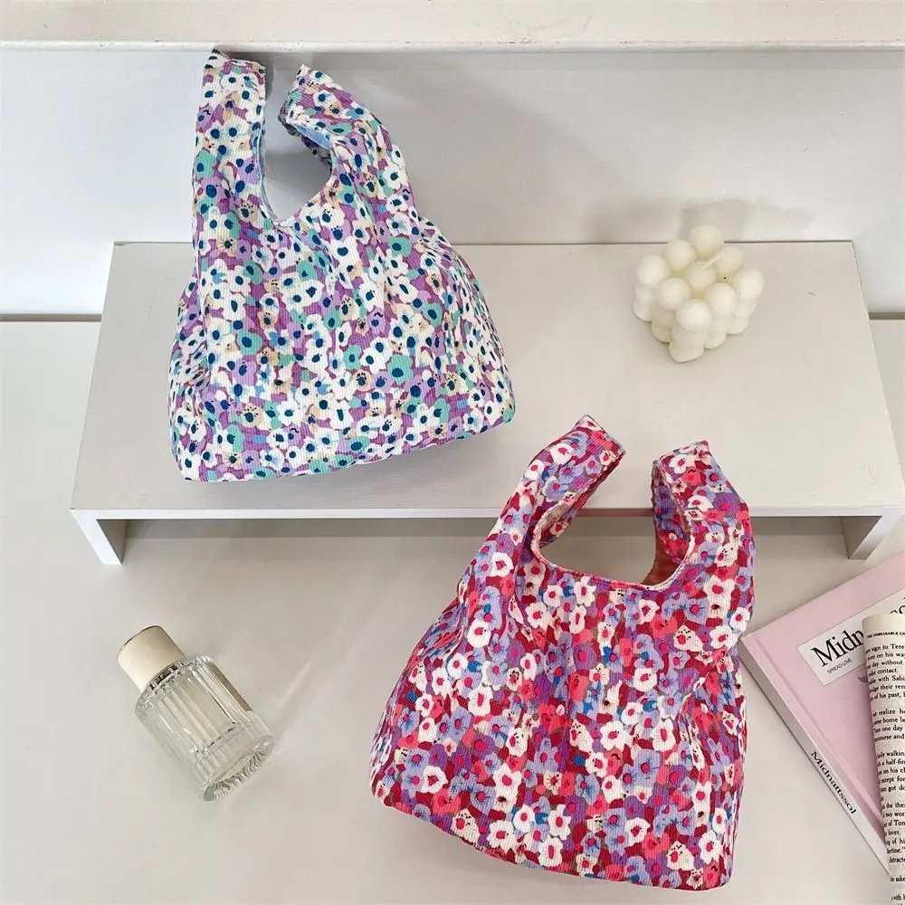 Fashion Japanese Style Floral Wrist Bag Casual Corduroy Printing Handbag Commuting Literary Small Item Pouch Travel thumbnail 2