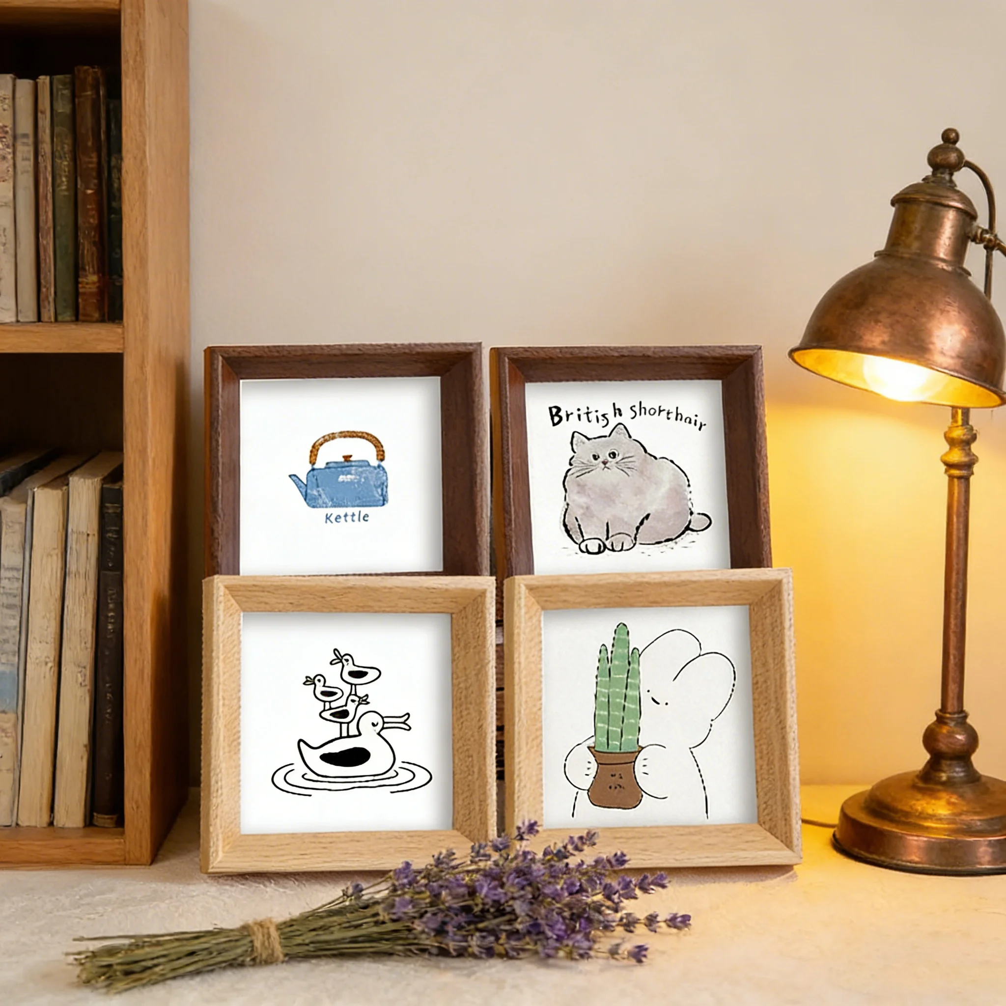 Artistic Fresh Style Mini Square Wooden Frame - children's room Desktop Ornament for Oil Pastel Art & Photo Storage thumbnail 6