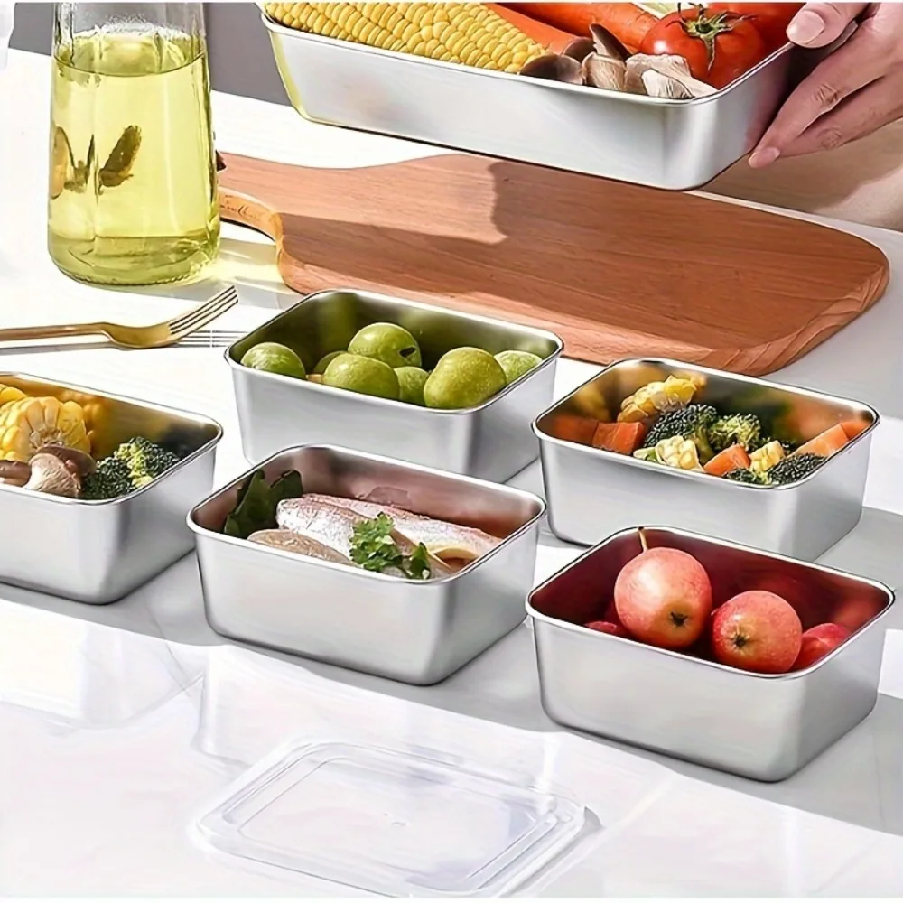 5pc Stainless Steel Food Storage Containers Set - Airtight BPA-Free Lunch Boxes for Meal Prep, Camping & Office, Dishwasher Safe thumbnail 2