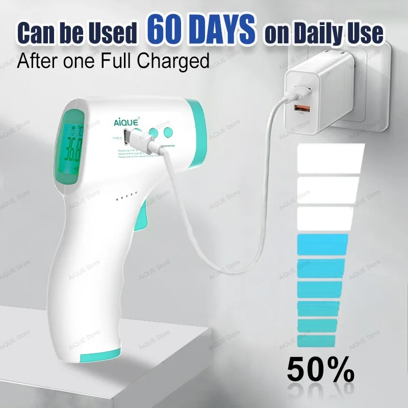 AiQUE Rechargeable Digital ℃℉ Thermometer Fever LED Temperature  Infrared Medical Pyrometer Cold IR Temperature for Child Adult thumbnail 3