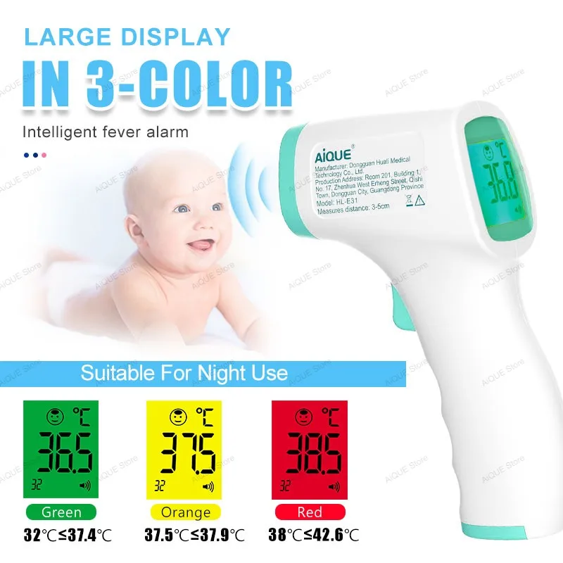 AiQUE Rechargeable Digital ℃℉ Thermometer Fever LED Temperature  Infrared Medical Pyrometer Cold IR Temperature for Child Adult thumbnail 4