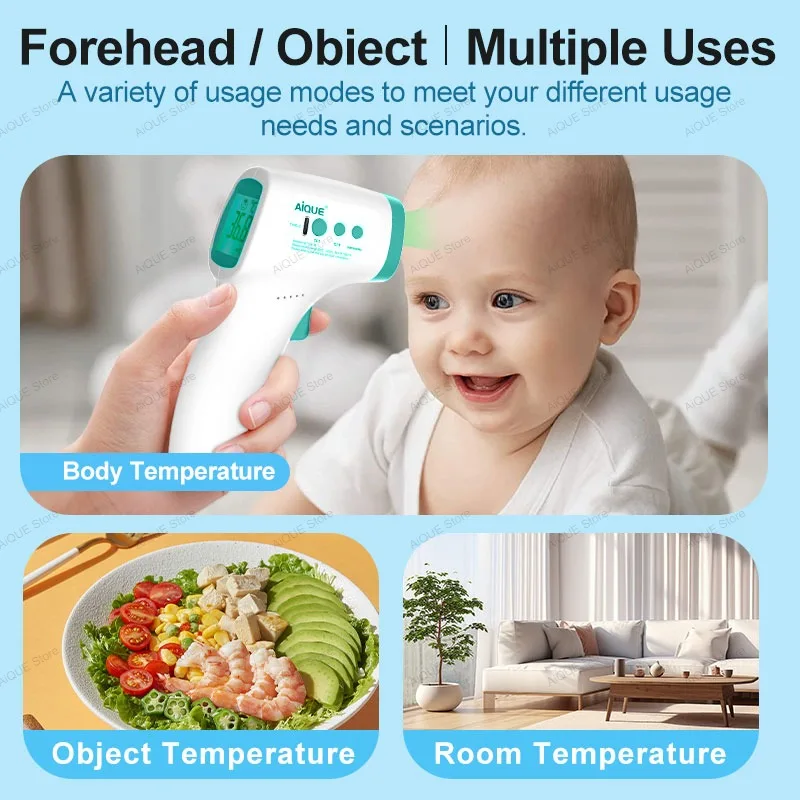 AiQUE Rechargeable Digital ℃℉ Thermometer Fever LED Temperature  Infrared Medical Pyrometer Cold IR Temperature for Child Adult thumbnail 5