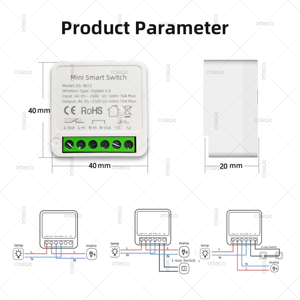 16A Zigbee 3.0 Mini Smart Switch DIY Light Switch Module Timer Smart Home Relay Automation Breaker Work With Gateway Zigbee2MQTT thumbnail 6