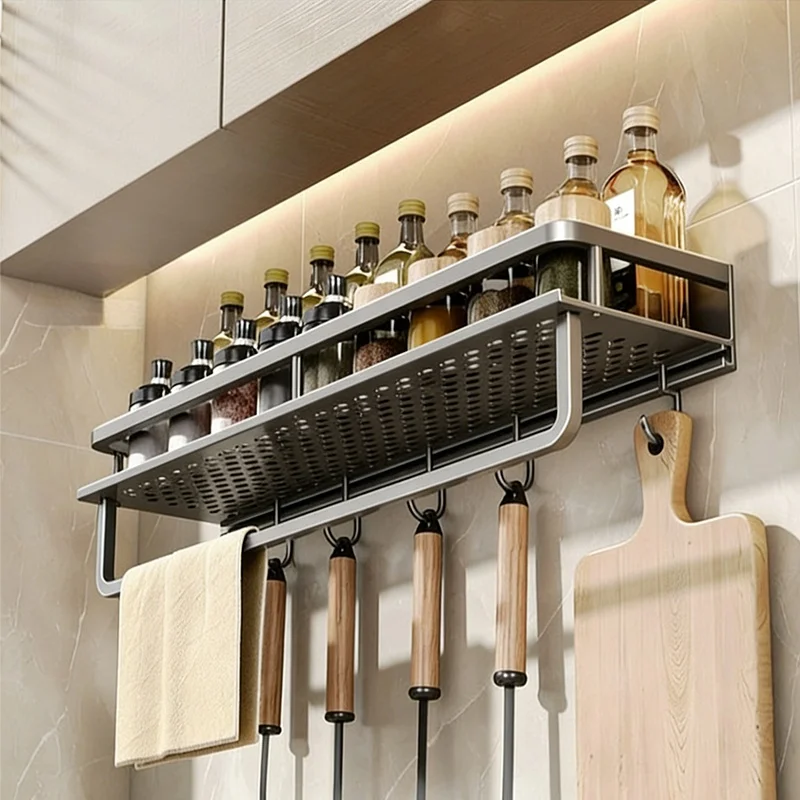 Multifunctional Seasoning Rack,Comprehensive For Household Use,Wall Mounted Kitchen Furniture Storage Rack