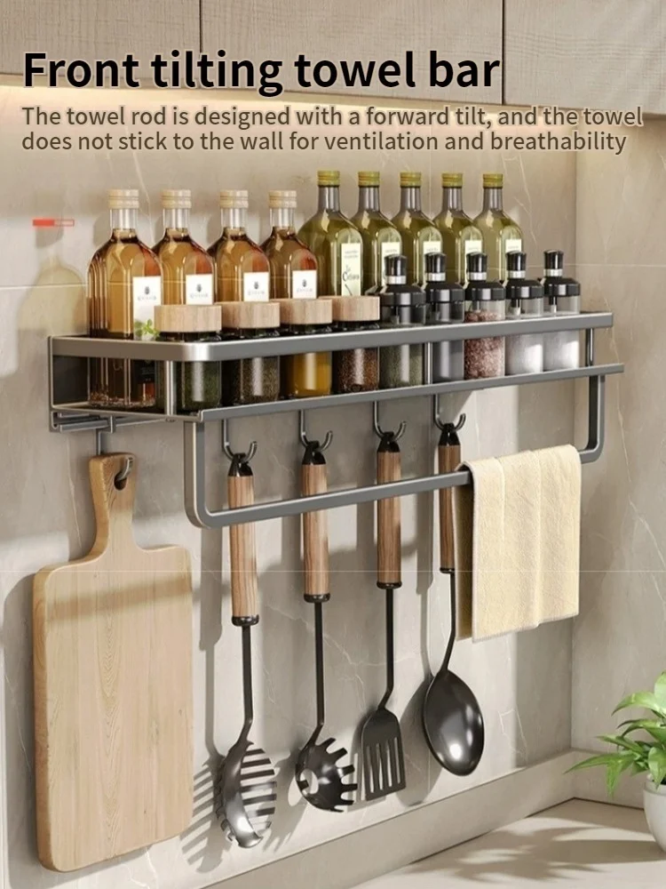 Multifunctional Seasoning Rack,Comprehensive For Household Use,Wall Mounted Kitchen Furniture Storage Rack thumbnail 3