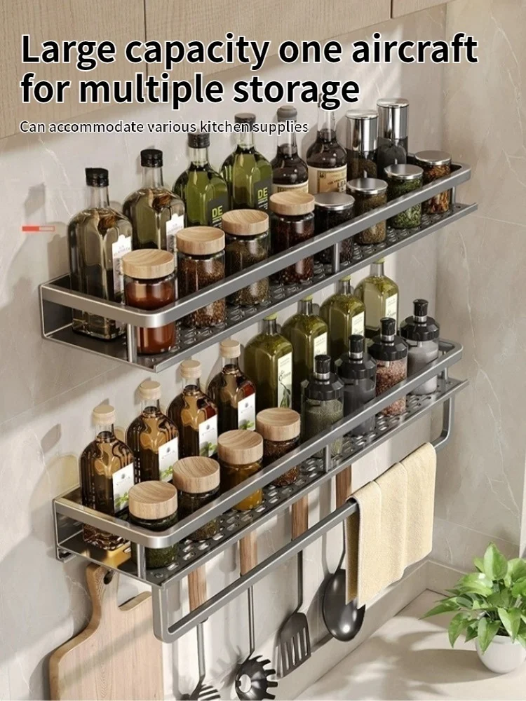 Multifunctional Seasoning Rack,Comprehensive For Household Use,Wall Mounted Kitchen Furniture Storage Rack thumbnail 5