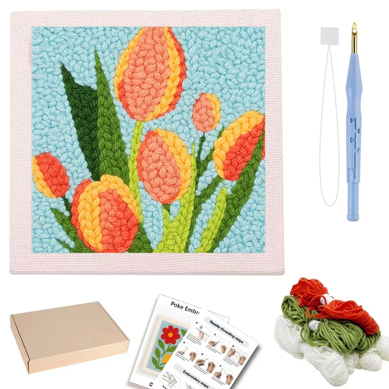 DIY Punch Needle Kits For Beginner Craft Embroidery Set Rug for Starter Kits with Handicrafts flower Pattern DIY gift for Room thumbnail 2