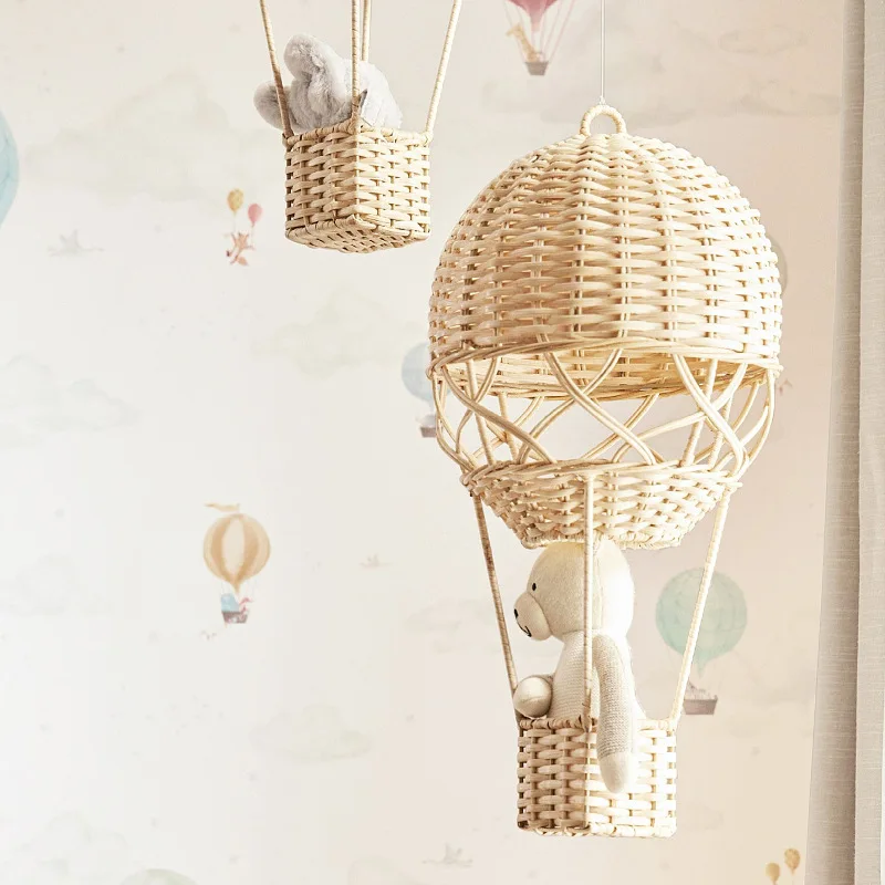 Nordic Style Children's Room Preschool Photography Agency Home Decor Items Hand-woven Rattan Hot Air Balloon thumbnail 2