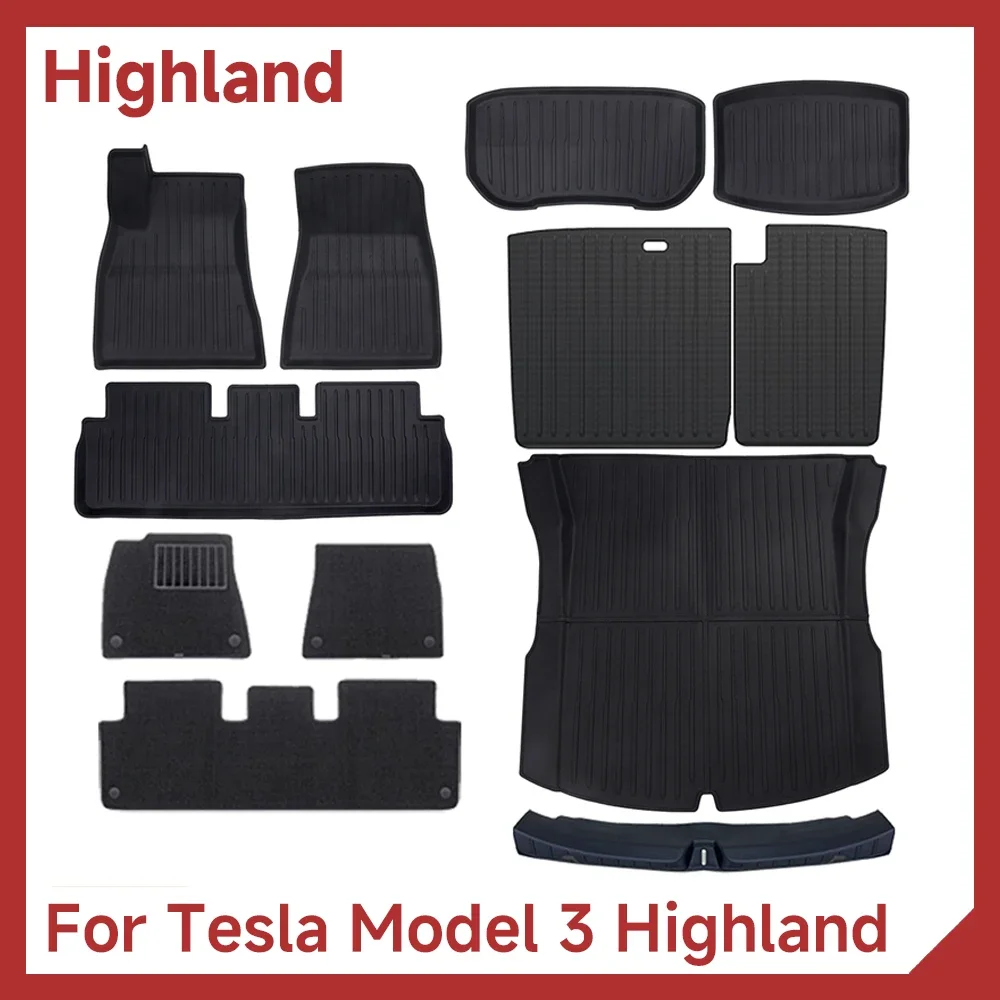 For Tesla Model 3 Highland Accessories TPE Floor Mat Cargo Liner Waterproof Trunk Mat for Tesla Model 3 Highland 2024-2026