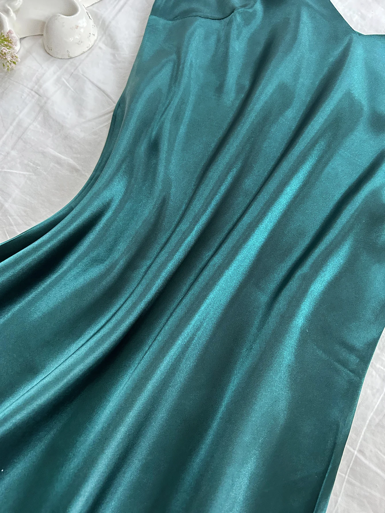 Elegant Women's Nightdress Sexy Comfortable Long Slip Dress Solid Color Pajamas For Women thumbnail 4