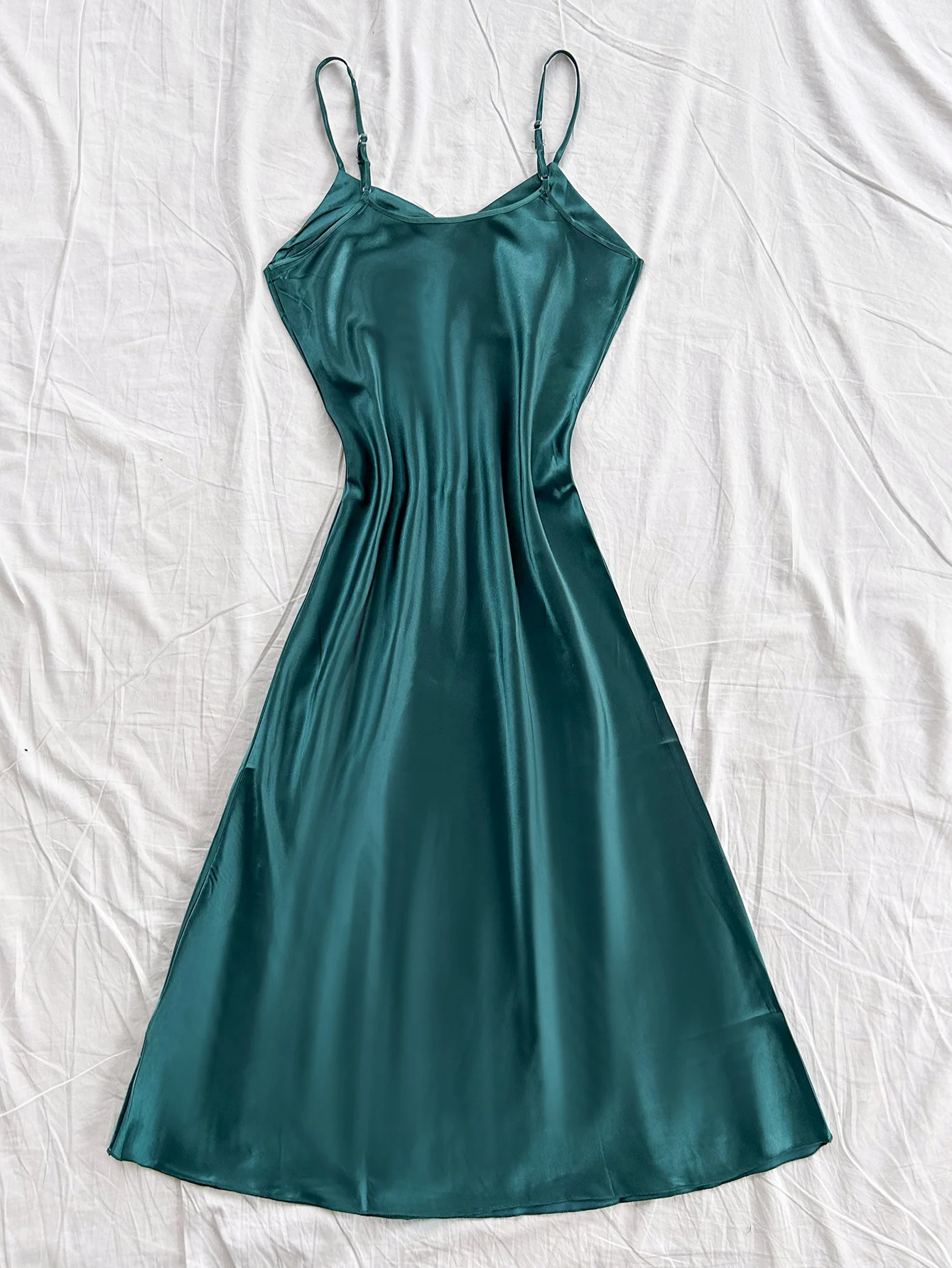 Elegant Women's Nightdress Sexy Comfortable Long Slip Dress Solid Color Pajamas For Women thumbnail 2