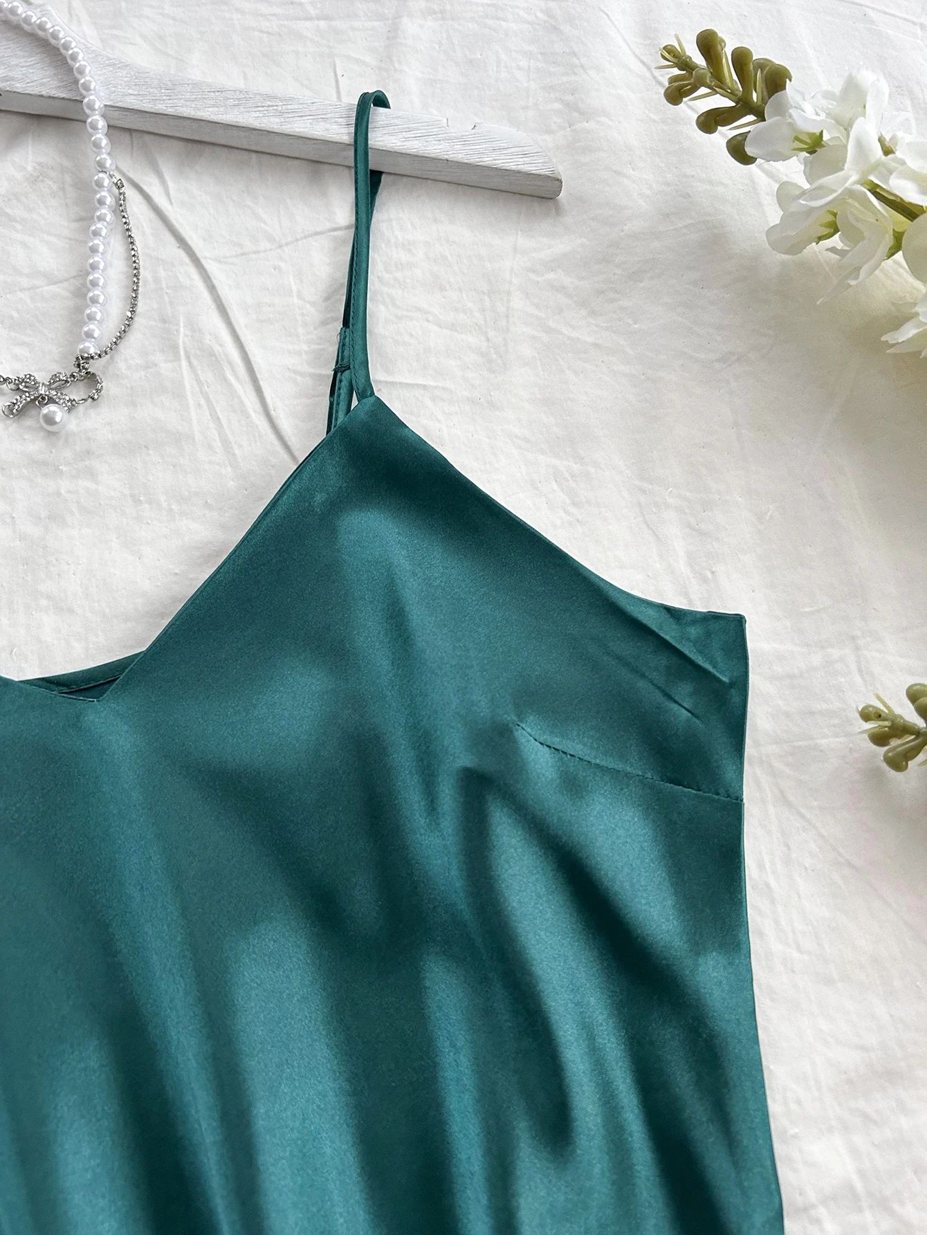 Elegant Women's Nightdress Sexy Comfortable Long Slip Dress Solid Color Pajamas For Women thumbnail 5