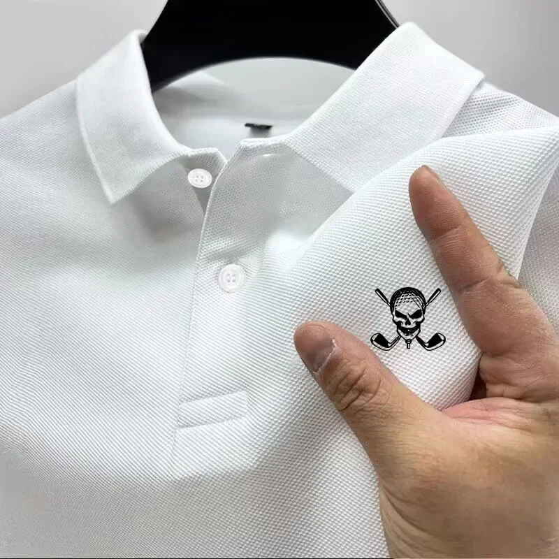 2026 New Skull Golf Logo Men's Polo Shirt Personalized Fashion Slim Fit Quick Drying Outdoor Sports Leisure Golf Clothing thumbnail 2