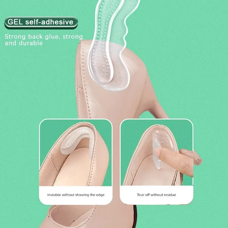 Anti-Wear Shoe Heel Pad Foot Pain Relief Inserts Silicone Gel Insoles for Shoes Women High Heel Liner Grips Protector Sticker thumbnail 3