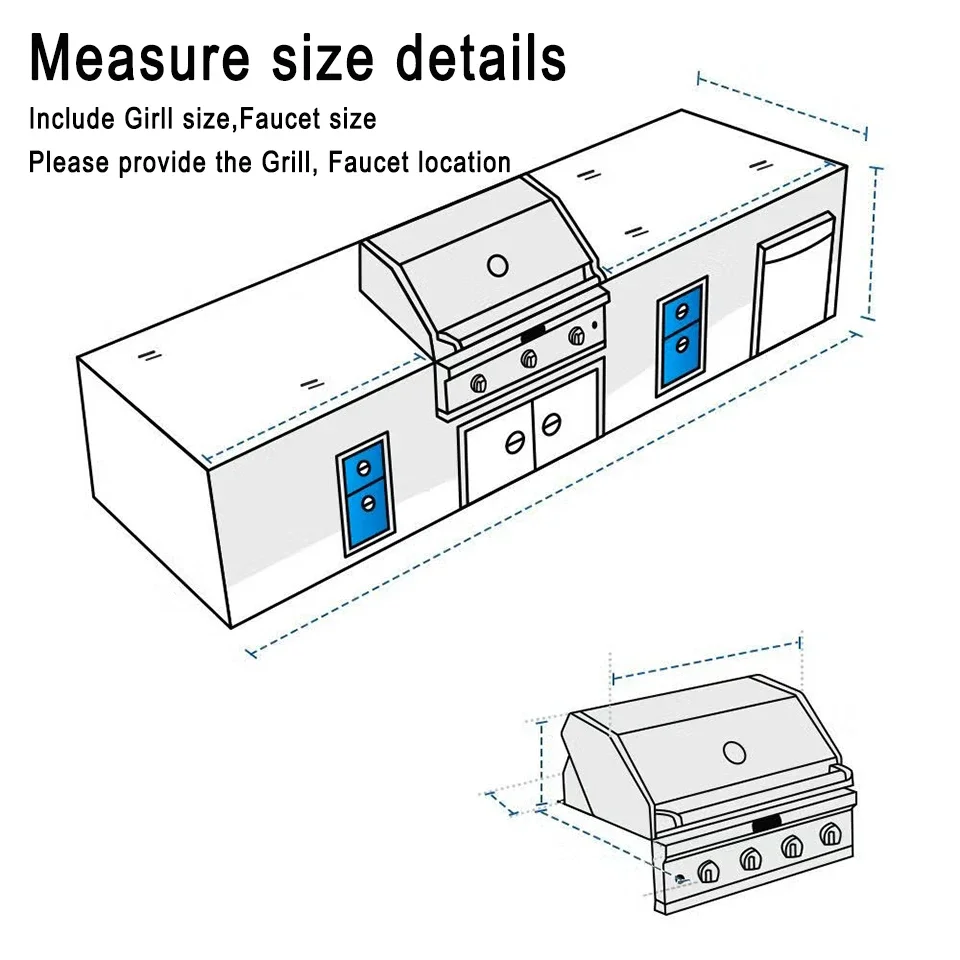 Customized size Outdoor Kitchen Cover Against Wall Design L-shaped Waterproof Sun BBQ Cover Garden Furniture Cover Heavy Duty thumbnail 2