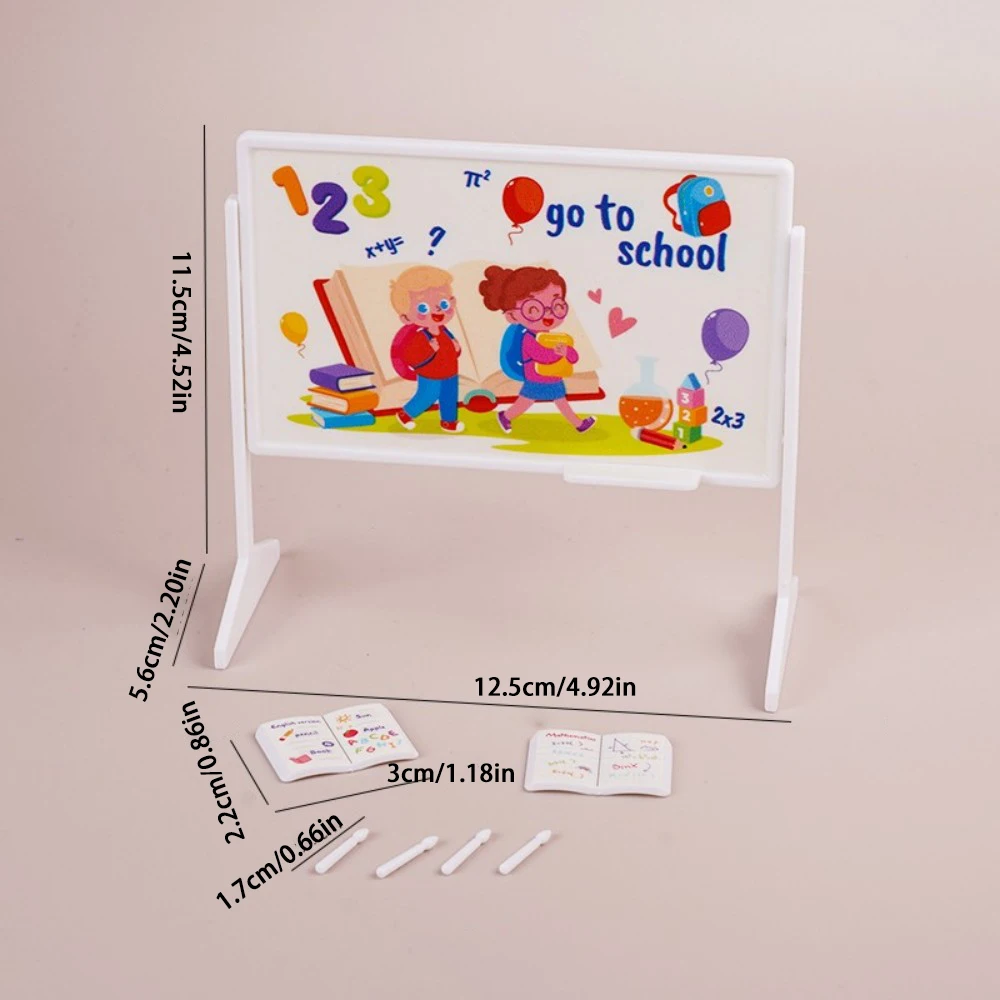 1Set 1:12 Dollhouse Miniature Desks Chairs Schoolbags Model Blackboard Classroom Decor Toy Doll House Accessories thumbnail 5
