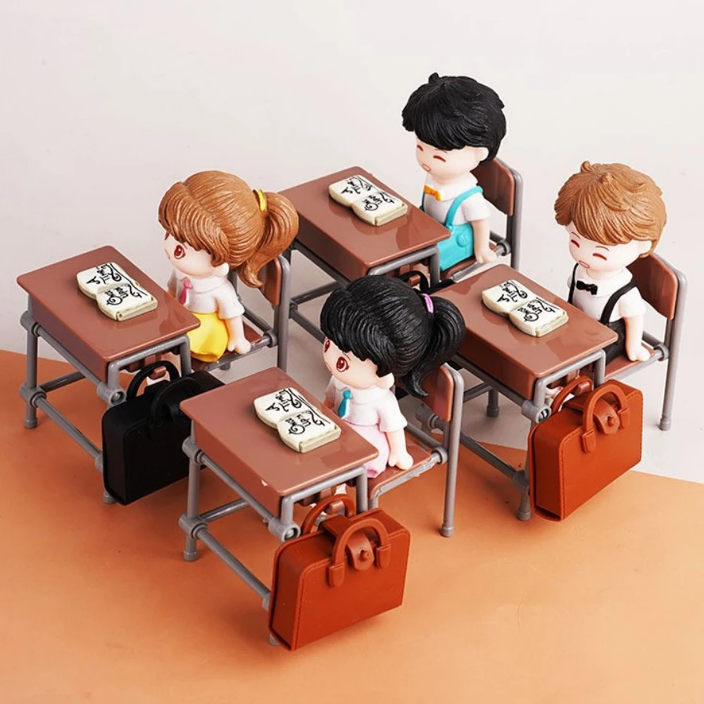 1Set 1:12 Dollhouse Miniature Desks Chairs Schoolbags Model Blackboard Classroom Decor Toy Doll House Accessories thumbnail 4