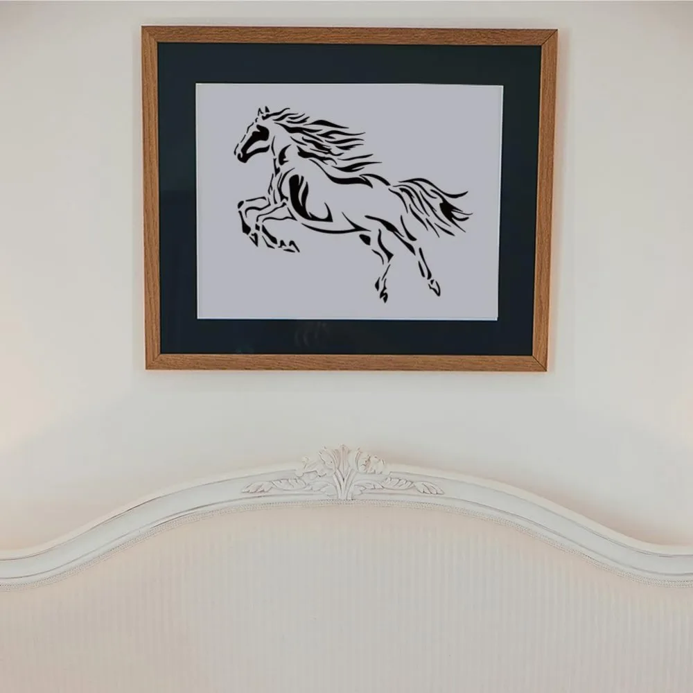 2Pcs Horse Wall Stencil for 11.8 x 11.8 Inch Art Drawing DIY Crafts Reusable for Painting on Wood Fence Wall Floor Fabric Canvas thumbnail 3