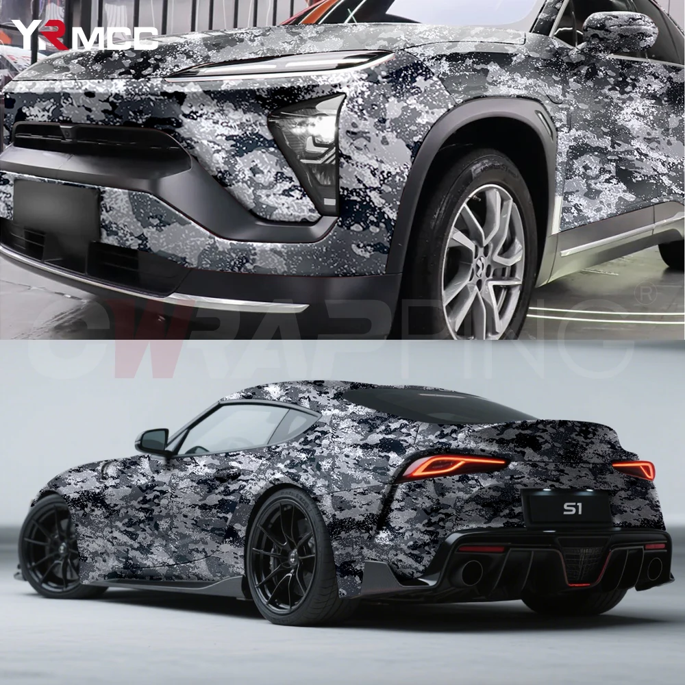 Motorcycle Stickers for Car Black Camouflage Film Grey Camouflage Vinyl Wrap Waterproof Camo Wrapping Foil Body Covering Sticker