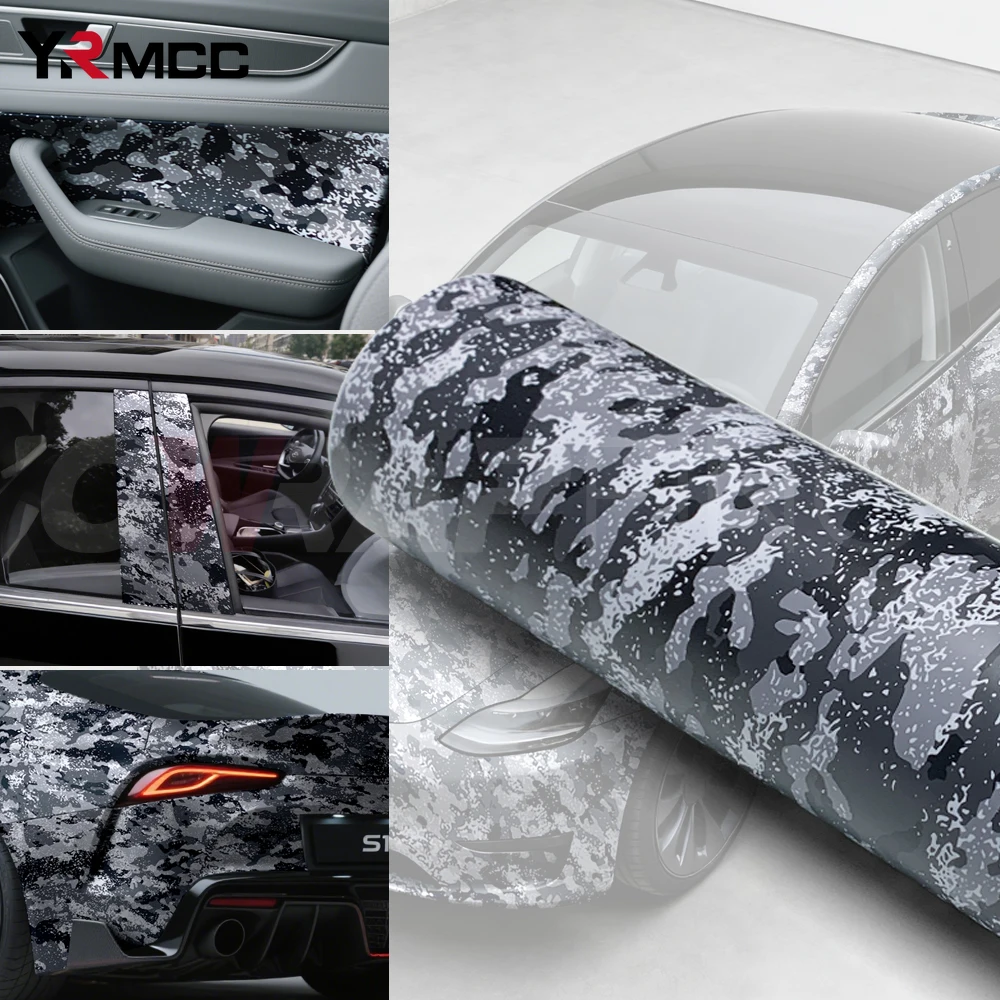Motorcycle Stickers for Car Black Camouflage Film Grey Camouflage Vinyl Wrap Waterproof Camo Wrapping Foil Body Covering Sticker thumbnail 2