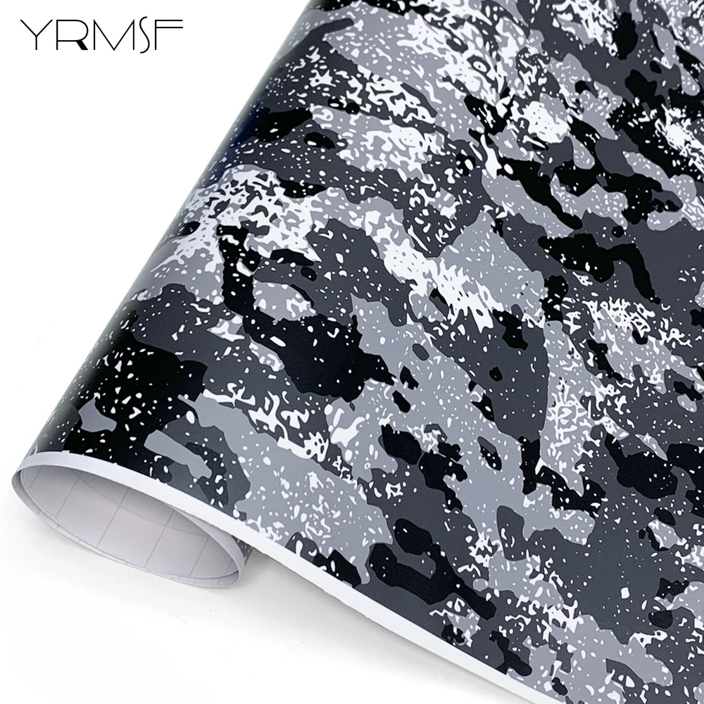 Camouflage Film Wrap Foil Car Livery Waterproof Car Wrapping Sticker Black Vinyl for Motorcycle Vinyls Grey Body Covering Decals thumbnail 2