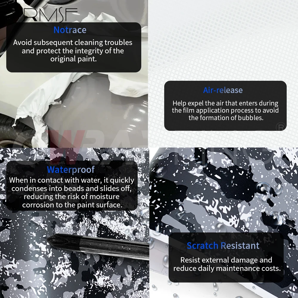 Camouflage Film Wrap Foil Car Livery Waterproof Car Wrapping Sticker Black Vinyl for Motorcycle Vinyls Grey Body Covering Decals thumbnail 5