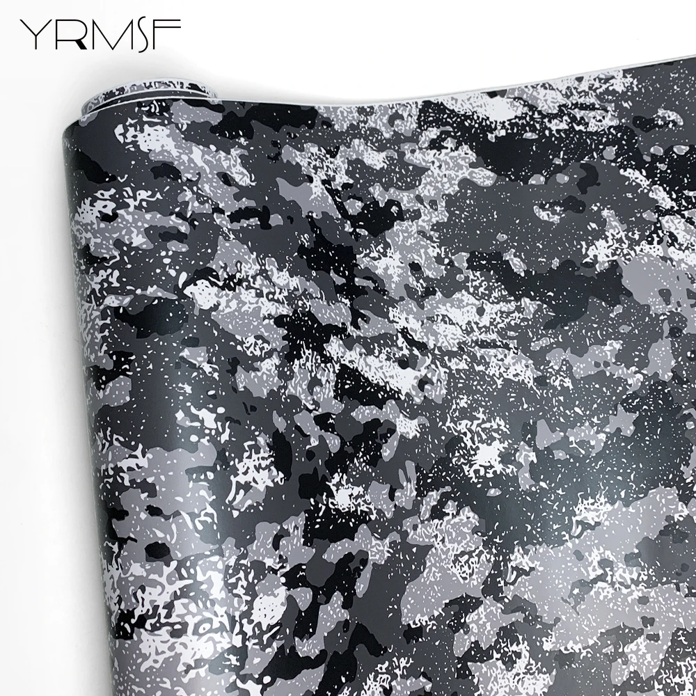 Camouflage Film Wrap Foil Car Livery Waterproof Car Wrapping Sticker Black Vinyl for Motorcycle Vinyls Grey Body Covering Decals thumbnail 3