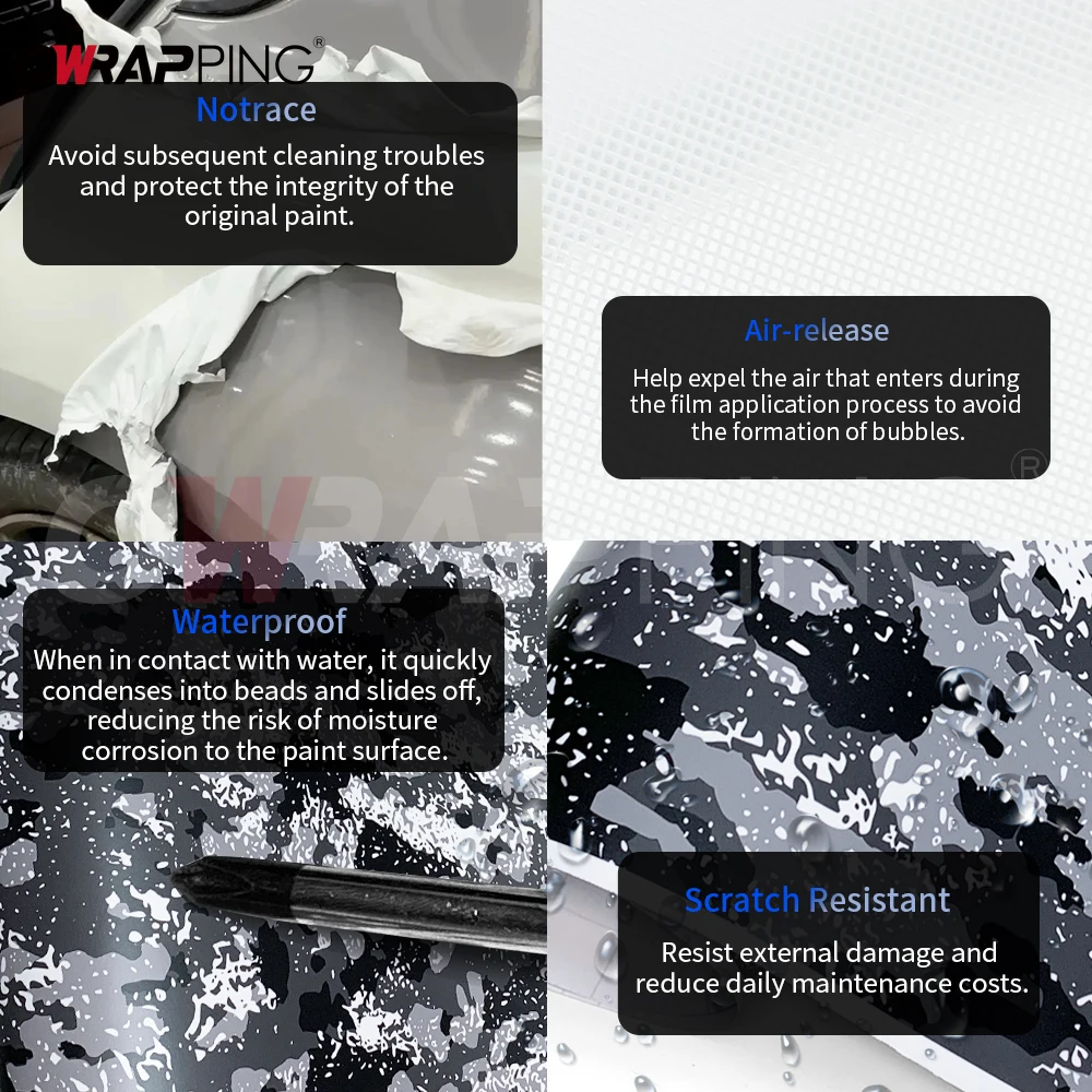Self-adhesive Film Camouflage Vinyl Wrap Exterior Car Stickers Grey Waterproof Wrapping Tools Camo Wrapping Foil Black Sticker thumbnail 3