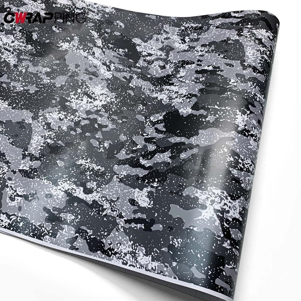 Self-adhesive Film Camouflage Vinyl Wrap Exterior Car Stickers Grey Waterproof Wrapping Tools Camo Wrapping Foil Black Sticker thumbnail 5