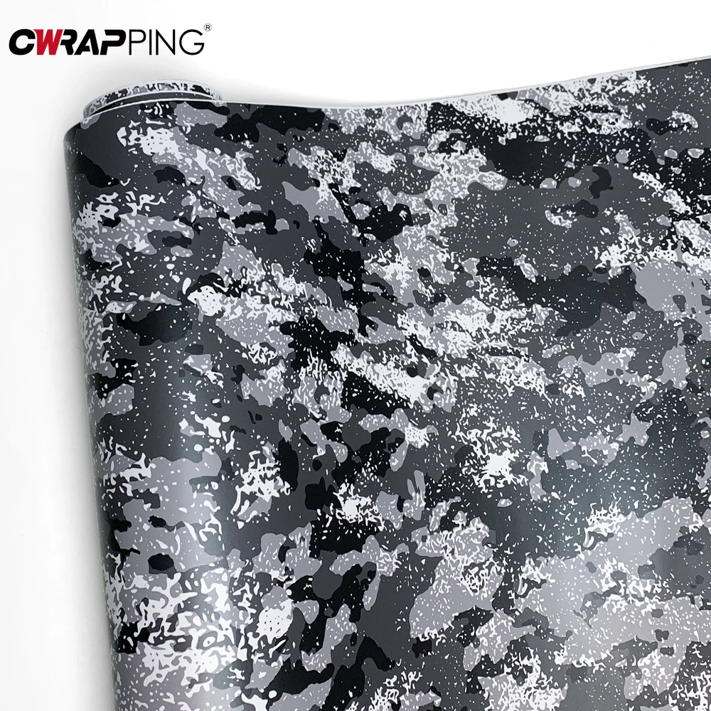 Self-adhesive Film Camouflage Vinyl Wrap Exterior Car Stickers Grey Waterproof Wrapping Tools Camo Wrapping Foil Black Sticker thumbnail 4
