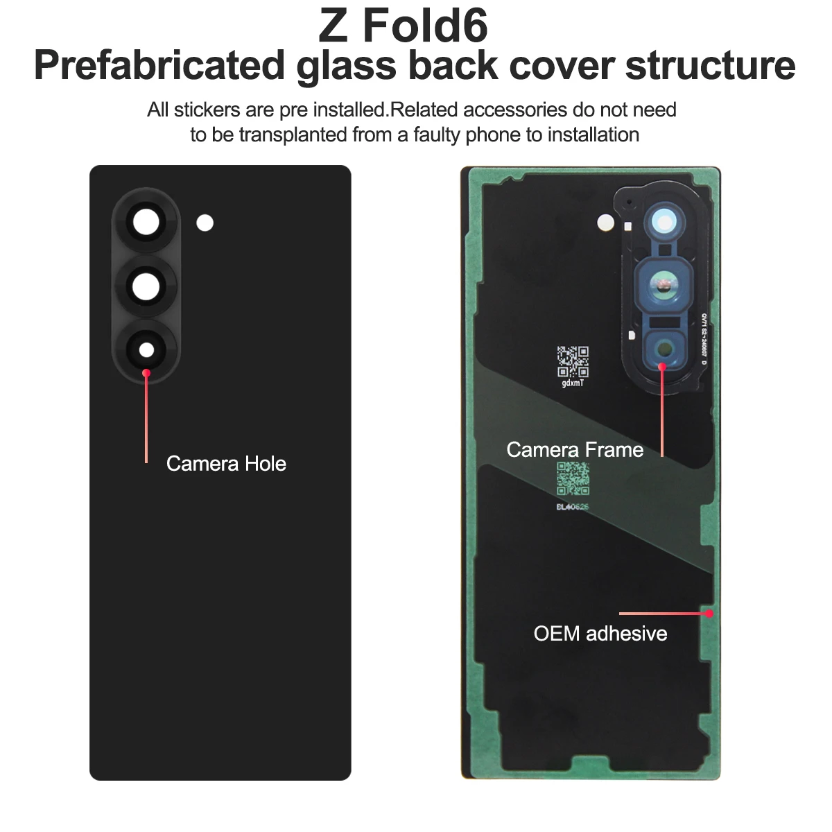 For Samsung Z Fold5 Fold6 5G Glass Battery Cover Rear Door Housing Panel Case Camera Lens Parts For Z Fold 5 6 Battery Cover thumbnail 3