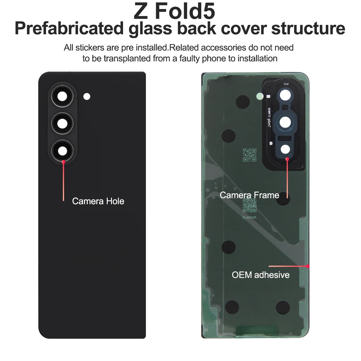 For Samsung Z Fold5 Fold6 5G Glass Battery Cover Rear Door Housing Panel Case Camera Lens Parts For Z Fold 5 6 Battery Cover thumbnail 2
