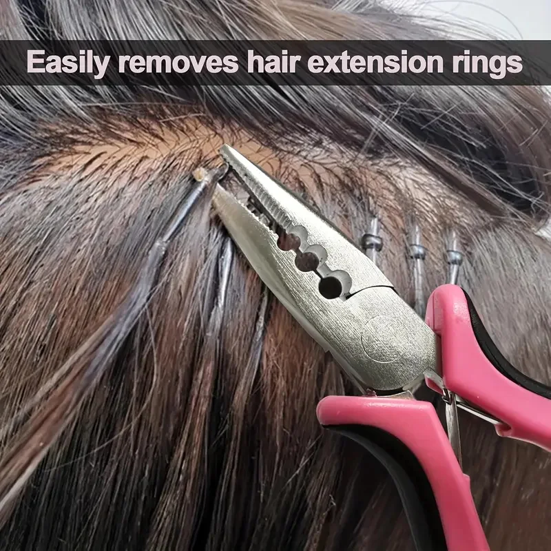 Micro Ring Hair Extensions Kit 500 Pcs with Beads Plier Hook Needle Pulling Loop Alligator Clips Comb for Hairdressing thumbnail 3