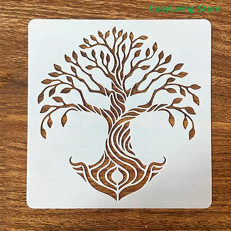 12Pcs Reusable Tree Stencils Set Tree Of Life Stencil Wood Airbrush Drawing Templates Crafts Drawing Stencils For Painting On thumbnail 5