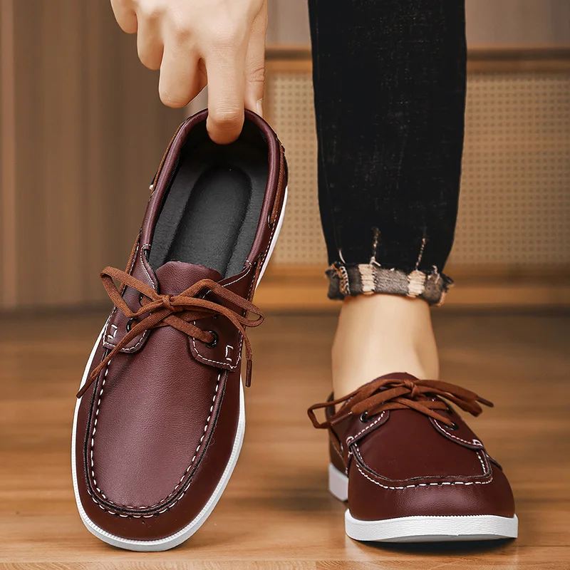 Men Loafers Design Boat Shoes PU Leather High Quality Comfortable Slip-On Soft Flat Versatile Trendy Driving Shoes Moccasins thumbnail 2